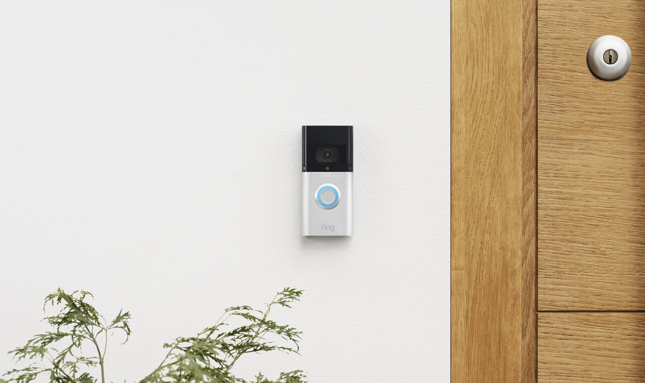 Ring video doorbell fitted beside a front door