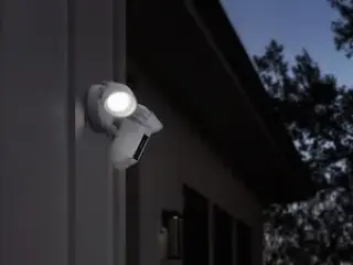 Ring Floodlight Camera installed on side of property