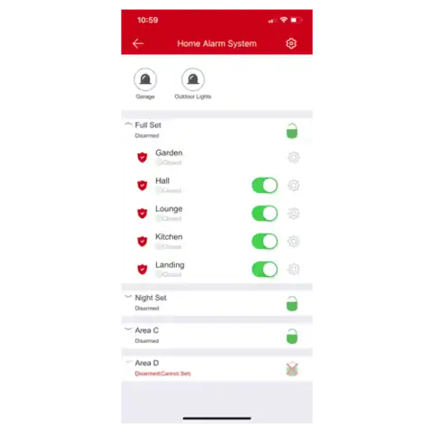 Alarm system with mobile app for phone and tablet