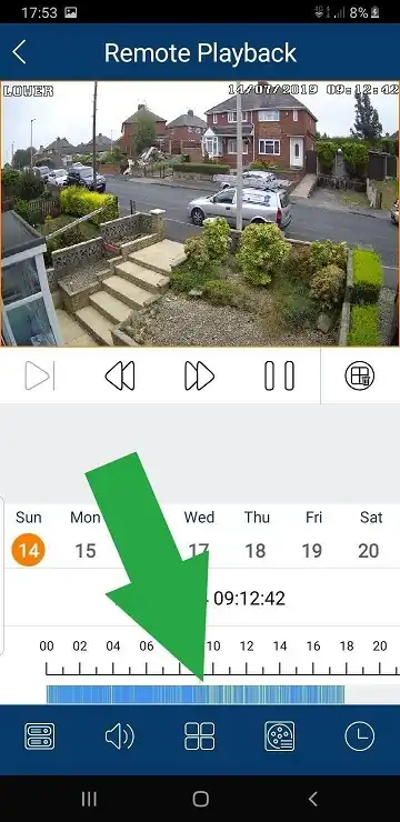 Timeline in the CCTV app
